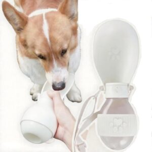 Bebedouro Garrafa Água Pet Cães Gatos Cachorro Agua Portátil Passeios Viagens 350 ML， 8.6 * 16 * 4.4, Dobrável,Garrafa de água Portátil para Animais de Estimação (branco)