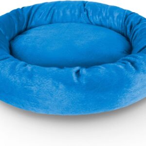 Cama Pet Redonda De Pelúcia Cachorro e Gato 70x70cm (Azul Claro)