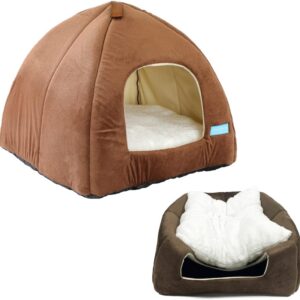 Cama Casa Toca Iglu Tenda Caminha Cabana para Cachorros e Gatos Pet 47cmx45cm - Duke & Dixie (Marrom)