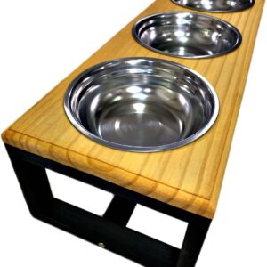 Comedouro Elevado Triplo Para Cães e Gatos - Tamanho M
