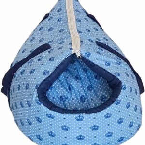 Bolsa de Transporte e Cama Iglu Pet 2 em 1 Amora Top | Impermeável Confortável e Prática | Estampa de Realeza em 2 Cores (Azul Bebê)