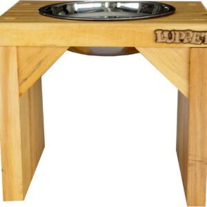 Luppet Comedouro Individual para Cães e gatos Toronto Elevado e com potes de Inox G - Natural