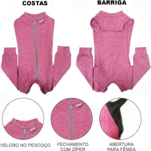 Roupa Protetora Pós Cirúrgica Pet Para Cachorro Membros Posteriores Pernas Traseiras Proteção Solar UV 50+ (Rosa, 7)