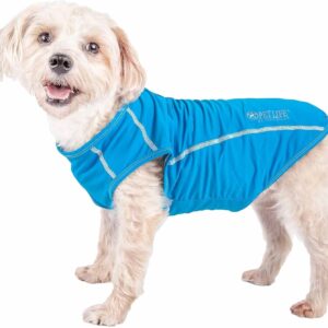 Pet Life ® Active 'Racerbark' 4-Way Stretch Performance Active Dog Camiseta regata média, azul