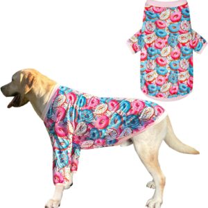 PriPre Camisetas coloridas para cães, estampa de rosquinha, roupas para animais de estimação, pijama macio para cães Meduim (M, donut)