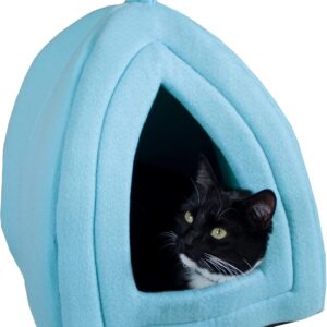 Casa para gatos - Cama interna com almofada de espuma removível - barraca para animais de estimação para filhotes, coelhos, porquinhos-da-índia, ouriços e outros animais pequenos da PETMAKER (azul)