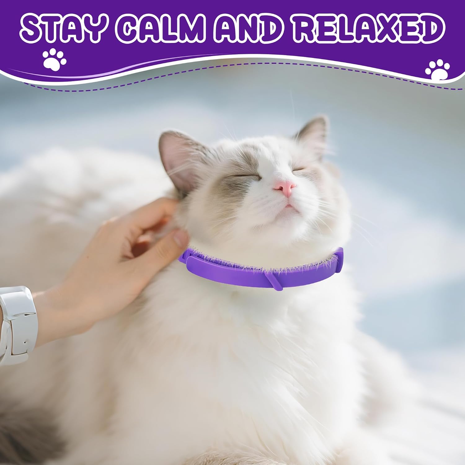 Trihood Coleira calmante para gatos, pacote com 6 - coleiras calmantes ajustáveis para alívio da ansiedade, feromônios de estresse, efeito de 45 dias, impermeável e confortável - Imagem 6