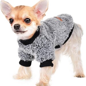 Suéteres para cães pequenos, roupas de lã chihuahua PP inverno quente filhotes meninos meninas, roupas minúsculas xícara de chá Yorkie roupas para gatos (cinza, pequeno)