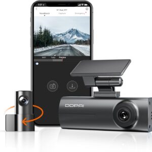 DDPAI N1 Dual Dash Cam Frontal Traseira 1296P+1080P Câmera para Carro com WiFi, Aplicativo, Supercapacitor, Visão Noturna, Sensor G, Gravação em Loops, Modo de Estacionamento 24 Hora (Sem Cartão SD)
