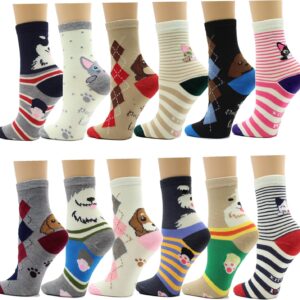 Frenchic Pacote de pares 12/24/48 pares de meias femininas coloridas estampadas fofas e casuais