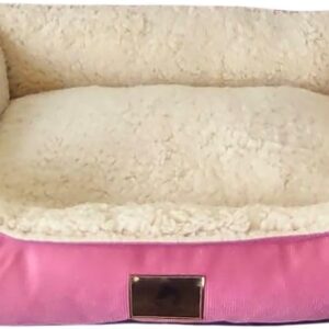Cama Pet G Confort Retangular Suede Pelúcia Confort 60 cm x 50 cm Com Zíper (Rosa)