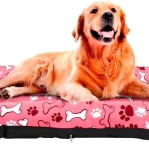 Colchonete para Cachorro Grande com Zíper, 80x60cm, Rosa com Estampa