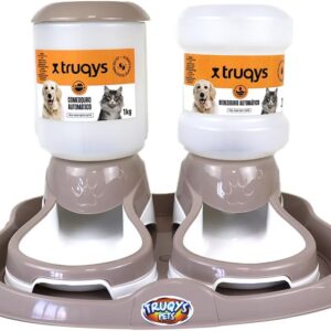 Truqys Pet Kit Bandeja Design Comedouro e Bebedouro Automático Nude