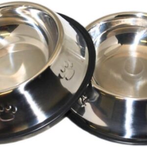 Kit 2 Comedouro 600ml Inox Tigela Pote Ração Água Cão Médio Grande