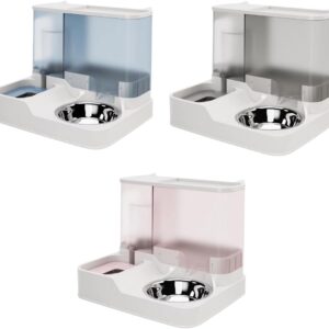 Comedouro Alimentador automático Com Bebedouro por gravidade e dispensador de água, automático 2 em 1 Para Cães e Gatos Animais de estimação, tigelas de comida Pet (Rosa)