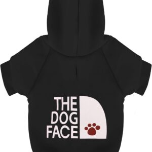 Paiaite Moletom com capuz para cachorro chihuahua preto: mantenha seu filhote aquecido e elegante com um moletom estampado "The Dog Face", roupas para animais de estimação e casaco, tudo em um