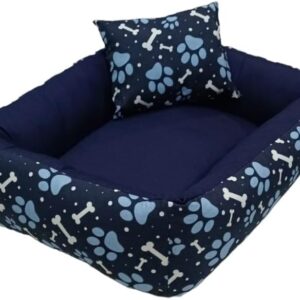 Cama Caminha para Pet Cachorro Gato Média 60x45 com Zíper Lavável Premium (Azul)