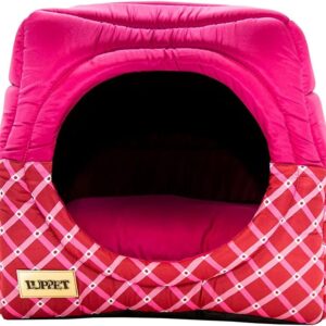 Luppet Toca E Cama 2 Em 1 Para Cães E Gatos De 6Kg A 12Kg Magenta Geometrico Rosa G