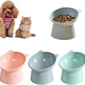Kit Comedouro Bebedouro Elevado Tigela Gatinho Acrílico Alto Gatos E Cães Postura Correta (Verde e Rosa)