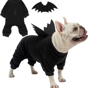 SCENEREAL Pijama de Halloween para cães com asas de morcego removíveis, fantasias divertidas para cães pequenos e médios, roupas para animais de estimação, roupas para cachorros, roupas de pijama,