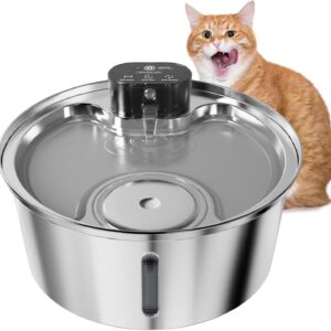 7.5L Fonte de água Sem Fio, NEWPET Aço Inoxidável 304 Bebedouro Pet Bebedouro para Gatos,Bomba silenciosa