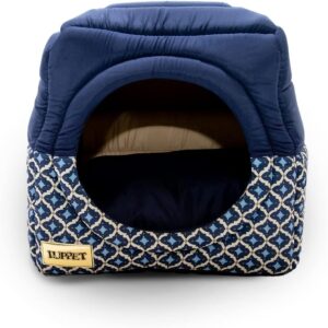 Luppet Toca E Cama 2 Em 1 Para Cachorro Ou Gato De 6Kg A 12Kg Com Almofada Marinho G