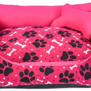 Cama para Cachorro Grande 70X55 Com Zíper Estampa Ossinho Pink