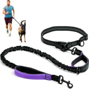 Guia Retrátil Dupla Refletiva para Cães, Guia para Cachorros, Cinto Ajustável, Adequado para Correr com Cães e Atividades ao ar Livre (Roxo)