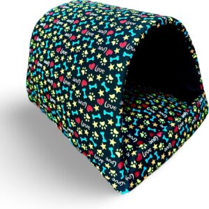 Casinha Toca Tenda Gato Cães Iglu Impermeável Lavável Pet - Tamanho P (Preto)