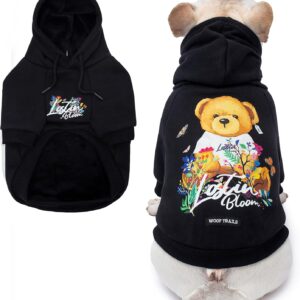 Moletom com capuz Blooming Teddy Dog roupas para cães extra quentes forro de lã elástico adequado para cães pequenos pequenos