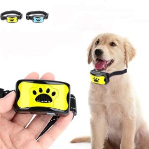 JINQII Dispositivo Anti-latido para Cães de Estimação, 7 Níveis de Sensibilidade, USB, Elétrico, Ultrassônico, Coleira para Adestramento de Cães, Parar de Latido, Vibração(Preto)