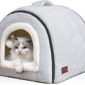 cama de gato para gatos internos, caverna dobrável para gatos, fundo antiderrapante e resistente à água, casas de gatos para gatos internos ou cães pequenos, barraca para gatinhos, c