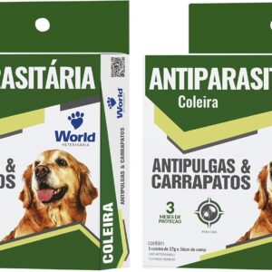 Coleira Antipulgas e Carrapatos KIT com DUAS CAIXAS Proteção duradoura para o seu melhor amigo de quatro patas Marca - WORLD