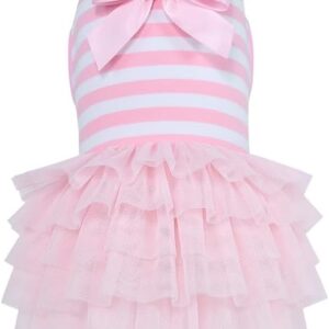 Roupas listradas para o dia dos namorados rosa para cães pequenos médios filhotes de estimação vestidos de aniversário tamanho PP P M G GG