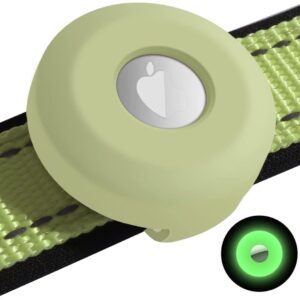 Capa rastreador apple para coleira de cachorro silicone para coleira de animal compatível com Apple rastreador apple, suporte para etiqueta (verde fluorescente)