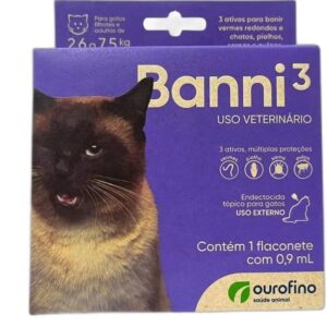Banni 3 Antipulgas para Gatos de 2,6kg a 7,5kg 0,9 ml - Ourofino