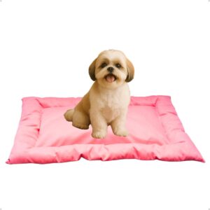 Cama Caminha Colchonete Rosa Médio 80x60cm para Cachorro e Gato de Suede Lavável Almofada Pet Macia Confortável