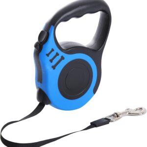 Guia Retrátil Coleira Passeio Livre Para Cães/Cachorro Até 15 Kg 5m Passeio Pet Qualidade Premium (Azul)