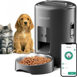 Alimentador Automático Pet, 2L Comedouro para Caes Fácil Comedouro Elevado para Caes, Controle de Aplicativo WiFi