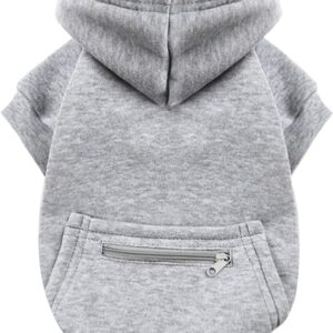Moletom com capuz para cachorro, roupas para cachorro, cor sólida, cinza macio, quente, moderno, personalizado para cães pequenos, médios e grandes, Xxxl