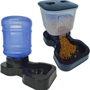Kit Bebedouro e Tratador Automático para Cachorro de Grande Porte - Bebedouro e Comedouro Pet (Preta, KIT)