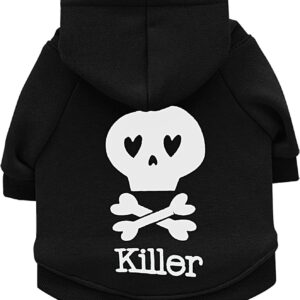 CPCOIN Roupas para gatos, cosplay, cosplay, suéter assustador, esqueleto, pulôver para animais de estimação, Páscoa, calor, inverno, cachorrinho, casaco, fofo, grosso, com capuz, roupas, preto, médio