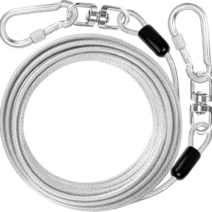 jenico Cabo de amarração para cães: guia de cachorro de 3 m para quintal - Coleira de corrente resistente externa para cães pequenos e grandes até 226 kg - Corda de corredor para cães ao ar livre