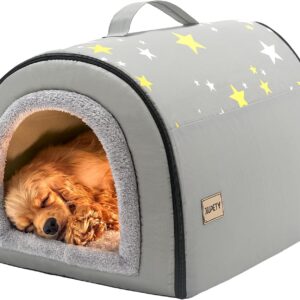Jiupety Casa aconchegante para animais de estimação, casa de estimação 2 em 1, tamanho G para cães médios, cama de ninho de dormir para gatos e cães, cinza