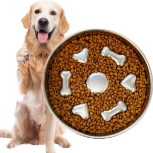 Aço Inoxidável 304 Tigela de Alimentação Lenta para Cães Tigela de Alimentação, Comedouro Lento Funcional, Comedouro Lento Labirinto