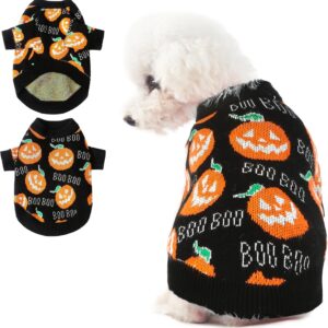 NACOCO Suéter de abóbora de Halloween para cães - roupas para animais de estimação roupas de malha para gatos - roupa de cachorro quente para festa de feriado Halloween (GG)