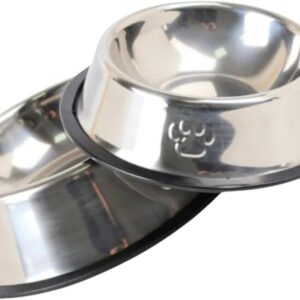 Kit com 2 Comedouro de Inox Antiderrapante para Pets e Gatos, 15 cm - QH Shopp