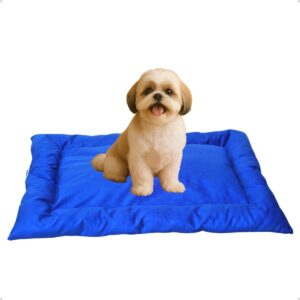 Cama Caminha Colchonete Azul Médio 80x60cm para Cachorro e Gato de Suede Lavável Almofada Pet Macia Confortável