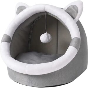 Toca Barraca Iglu Para Gatos e Cachorros Pequenos - Cama Caverna de Veludo com Almofada Removível e Lavável