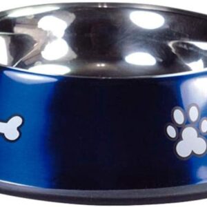 JAMBO PET Comedouro de Inox Médio 700 Ml Azul Para Pets